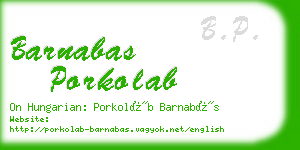 barnabas porkolab business card
